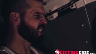 Bound jock Cazden Hunter takes rimming and spanking from two powerful tops