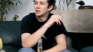 Playing cards while chainsmoking turns into smoke fucking by twink Mathiew and four o