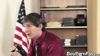Horny blonde twink Atlanta Grey gives passionate blowjob