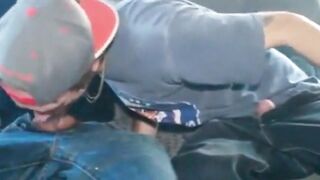 Interracial Bareback Fuck in a Car with a Cute Boy
