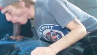Interracial Bareback Fuck in a Car with a Cute Boy
