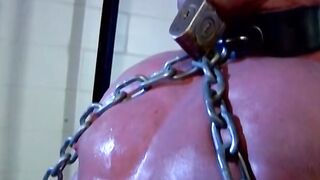 Master Callahan leather gags Derek Pain and torments his nipples with clamps