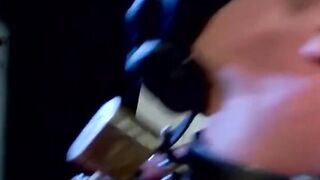 Master Callahan leather gags Derek Pain and torments his nipples with clamps