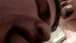 Intimate throatfucking experience on our sofa after smoking