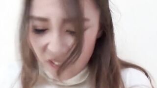 Oriental adolescent absorbs her undies and the floor with piss