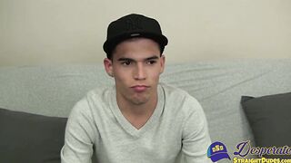 Young latino homosexual strokes oiled up big dick solo