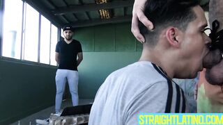 Bearded Angelo joins the blowjob session of Marc and Maximiliano