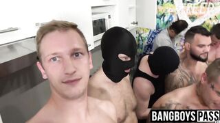 Young gays sucking dicks in a group masturbation session