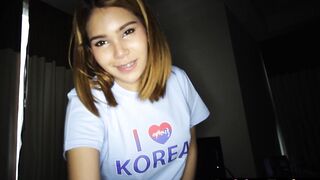 Asian tranny slut riding big white cock