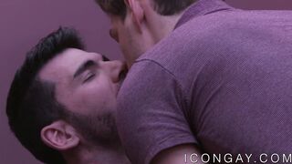 Hairy hunky dude rimmed and anally fucked by cute jock
