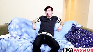 Interviewing twink and then getting him to stroke hard