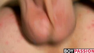 Young gays play with body paint before rough anal pounding