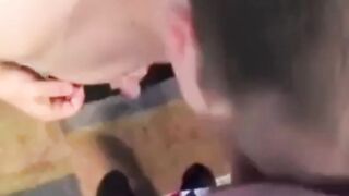Big-cock amateur gets a blowjob from his buddy and cums hard