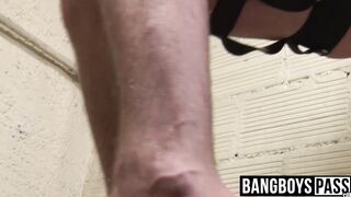 Blonde homo raw fucks his man on the swing and cums on him