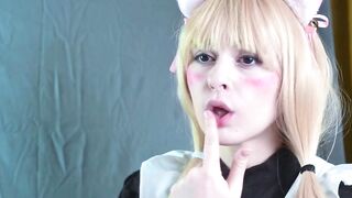 Nekopara Cosplayer Rides Dildo and Squirts - Amateur Solo