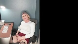 Dirty talk with Lucy Hart strokes her hard cock arousing you beyond belief
