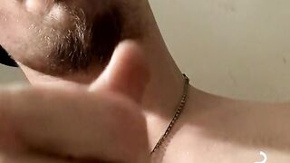 Tattooed dude ejaculating and smoking fun til he cums