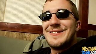 Potter wraps his feet behind his head and sucks his own cock