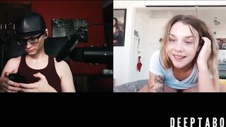 Beautiful busty Gabbie Carter rubbing her tight juicy pussy