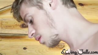 Scrotally blessed Oliver Dean plowing his big cock into a fleshlight