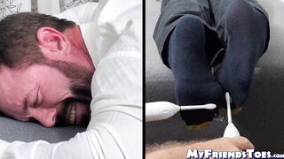 Bearded Joey was tied faced down and  screamed in tickling banned search by a master