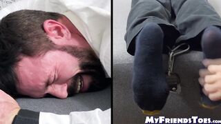 Bearded Joey was tied faced down and  screamed in tickling banned search by a master