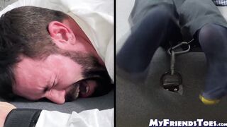 Bearded Joey was tied faced down and  screamed in tickling banned search by a master