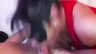Girl Deep Throats a Huge Cock