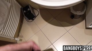 Blond jock masturbates while recording himself with camera