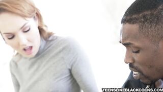 Juicy tits redhead moans for more in kinky interracial fuck