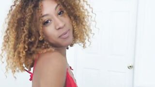 Skiny ebony Kendall Woods in sexy lingerie pounded hard