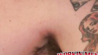 Tattooed slim amateur masturbates solo and cums on plate
