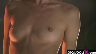 Hot swimmer posing on the starting block
