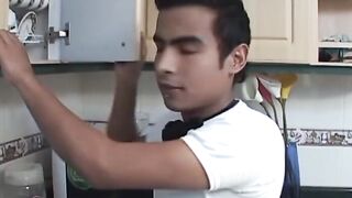 Cute latino amateur twink rides rock solid boner outdoors