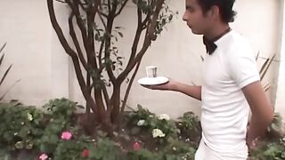 Cute latino amateur twink rides rock solid boner outdoors