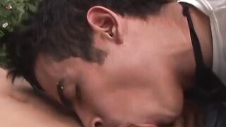 Cute latino amateur twink rides rock solid boner outdoors