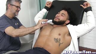 Latino gentleman hunk tied up and tickle tormented by dom