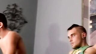 Two straight amateurs are jacking off to porn and cumming