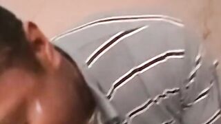Gay amateurs masturbate to porn while a black guy blows them