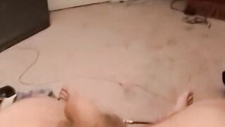 Gay amateurs masturbate to porn while a black guy blows them