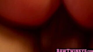 Lovely thin twink bobs on unshakable dick and cums