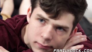 Two young twinks enjoy their stepdads hard cock inside them
