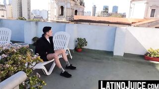 LatinoJuice.com - Latino babe Dimitri Star gobbles Leo Blue massive cock