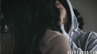 Wild Ashley Aleigh blows dick before taboo interracial sex