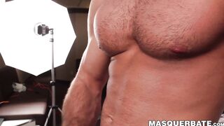 Young man with beard masturbating before cumming hard