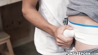 FunsizePorn.com - Naughty Milo Miles deepthroats the hard thick wood of Bob Knight in