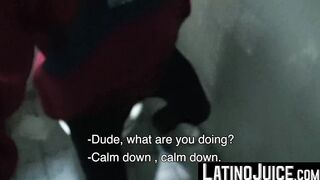 LatinoJuice.com - Me and kinky Nicolas jerk each others huge cocks inside the public
