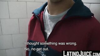 LatinoJuice.com - Me and kinky Nicolas jerk each others huge cocks inside the public