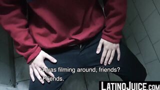 LatinoJuice.com - Me and kinky Nicolas jerk each others huge cocks inside the public
