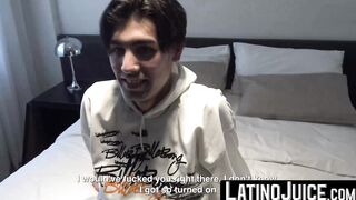 LatinoJuice.com - Cute twink Bryan finds himself enduring a huge cock entering his we